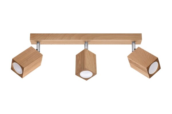 Plafonnier à 3 flammes 45 cm de long bois GU10 BASILEA