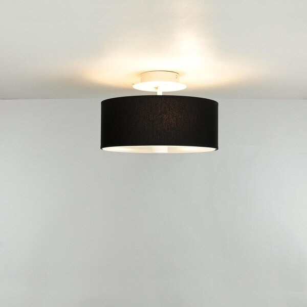 Plafonnier rond noir Ø 30 cm faible éblouissement tissu verre
