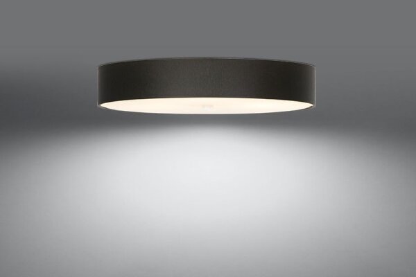 Plafonnier noir Ø 80 cm rond tissu verre 6x E27