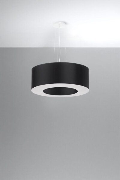 Lampe à suspendre ronde Ø 50 cm Noir Tissu Moderne SANNY