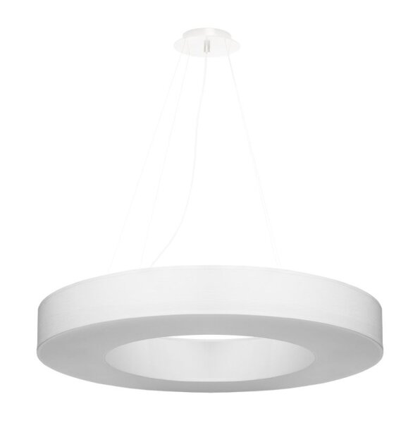 Suspension ronde en tissu Ø 70 cm Blanc faible éblouissement 6x E27