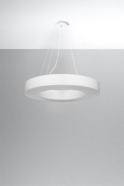 Suspension ronde en tissu Ø 70 cm Blanc faible éblouissement 6x E27