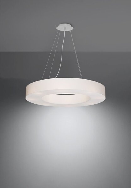 Suspension ronde en tissu Ø 70 cm Blanc faible éblouissement 6x E27