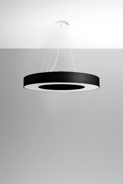 Suspension Noir Tissu Ø 70 cm rond 6x E27 Moderne