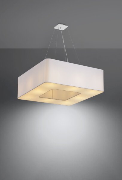 Lampe à suspendre angulaire Blanc Tissu L : 60 cm faible éblouissement 8x E27