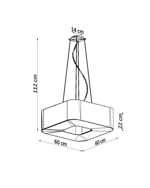 Lampe à suspendre angulaire Blanc Tissu L : 60 cm faible éblouissement 8x E27