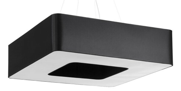 Suspension noir 80 cm large tissu 8x E27 carré