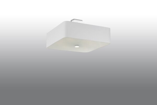 Lampe de plafonnier Blanc carré L : 45 cm Tissu Verre 5x E27