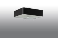 Lampe de plafonnier noir tissu verre carré L : 55 cm
