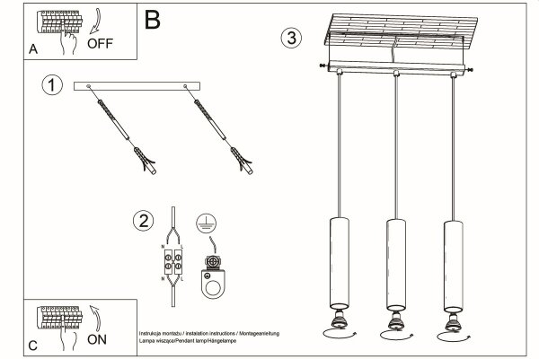 Lampe à suspendre Table de salle à manger blanche 3 flammes GU10 réglable en hauteur