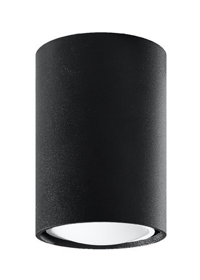 Plafonnier noir petit Ø 6 cm métal GU10 apparent