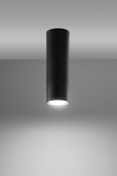 Spot de plafond noir hauteur 20 cm Ø 6 cm étroit GU10 métal