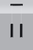 Suspension étroite Noir Métal 2 feux GU10