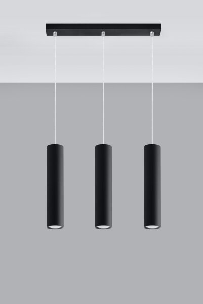 Suspension métal 3 flammes GU10 L : 45 cm Noir