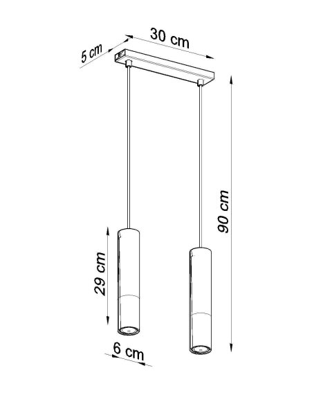 Suspension noir chrome 2 flammes métal ajustable