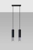Suspension noir chrome 2 flammes métal ajustable
