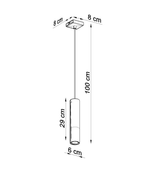 Lampe à suspendre Cylindre Noir Cuivre Ø 6 cm GU10 Métal