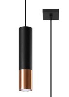 Lampe à suspendre Cylindre Noir Cuivre Ø 6...