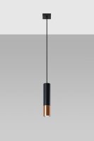 Lampe à suspendre Cylindre Noir Cuivre Ø 6...