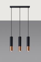 Lampe à suspendre noire cuivre 3 flammes L : 45 cm...