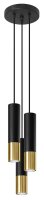 Lampe &agrave; suspendre noir or 3-flamme GU10 m&eacute;tal