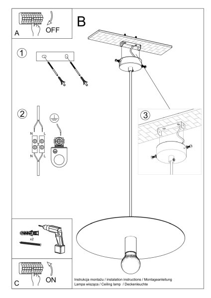 Lampe à suspendre ronde Noir Métal Ø 40 cm Moderne E27