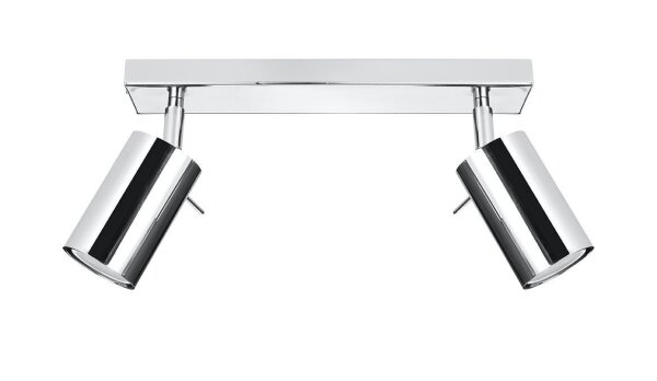 Spot de plafond 2 flammes GU10 30 cm allongé chrome