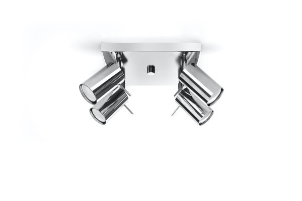 Spot de plafond métal 4 flammes chrome L : 25 cm GU10