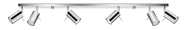 Spot de plafond 6 flammes GU10 118 cm chrome métal