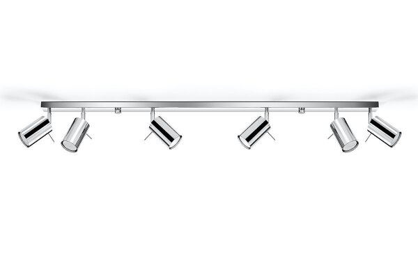 Spot de plafond 6 flammes GU10 118 cm chrome métal