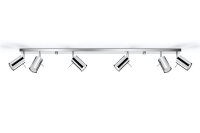 Spot de plafond 6 flammes GU10 118 cm chrome métal