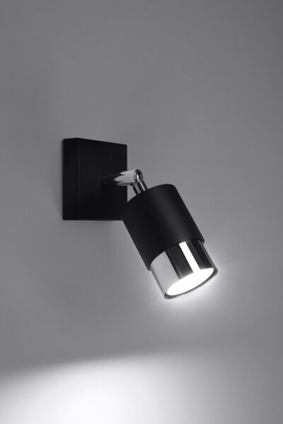 Applique murale noir chrome petit métal GU10 pour lire