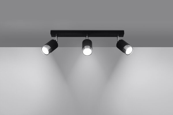 Plafonnier 3 flammes 45 cm noir chrome orientable