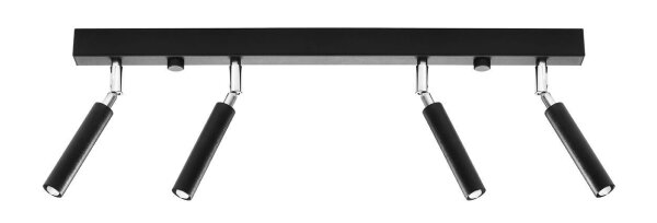 Plafonnier noir métal 4 flammes 60 cm de long