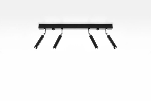 Plafonnier noir métal 4 flammes 60 cm de long