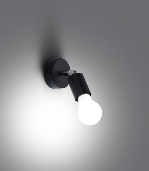 Spot Lampe murale noir rond Ø 8 cm petit pour E27