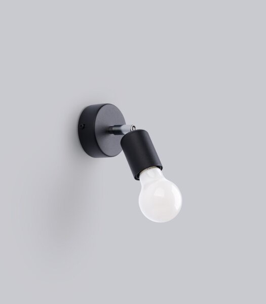 Spot Lampe murale noir rond Ø 8 cm petit pour E27