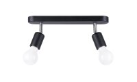 Plafonnier 2 flammes noir métal 33 cm long E27