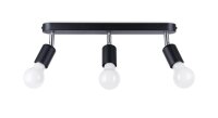 Spot de plafond noir 3 flammes orientable E27 métal