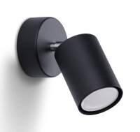 Spot mural noir orientable H : 18,5 cm M&eacute;tal GU10