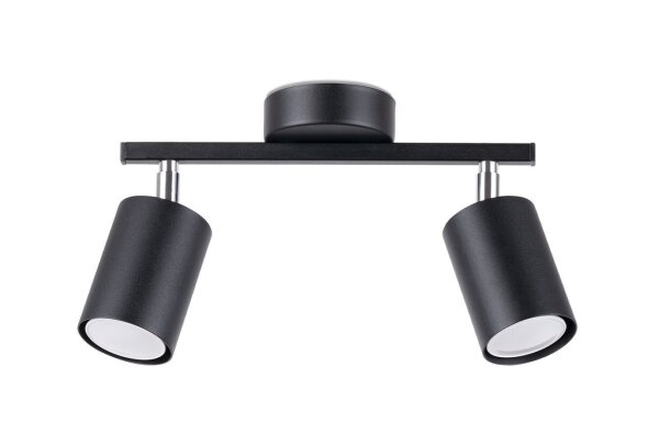 Projecteur de plafond noir métal 2 flammes petit GU10 DALIT
