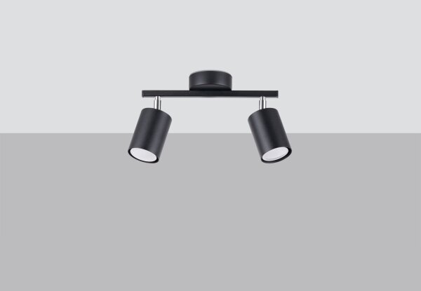 Projecteur de plafond noir métal 2 flammes petit GU10 DALIT