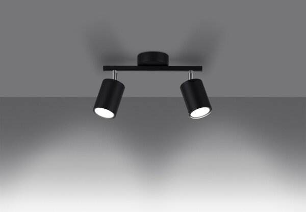 Projecteur de plafond noir métal 2 flammes petit GU10 DALIT