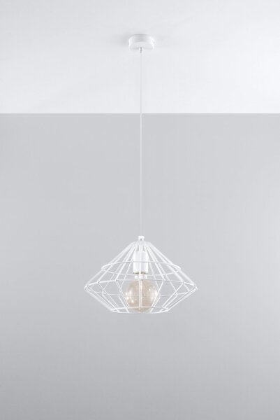Lampe à suspendre Blanc Métal Fil Rétro Géométrique E27