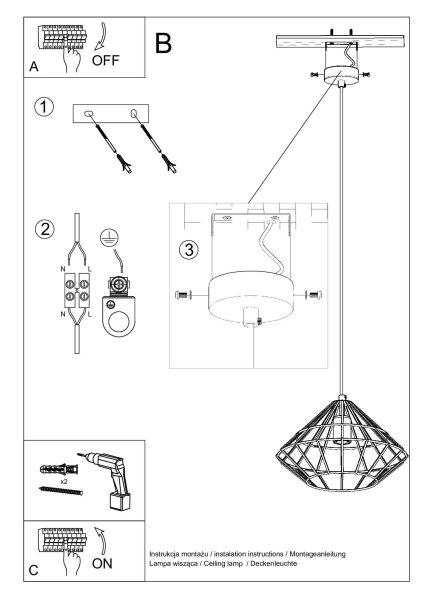 Lampe à suspendre Blanc Métal Fil Rétro Géométrique E27