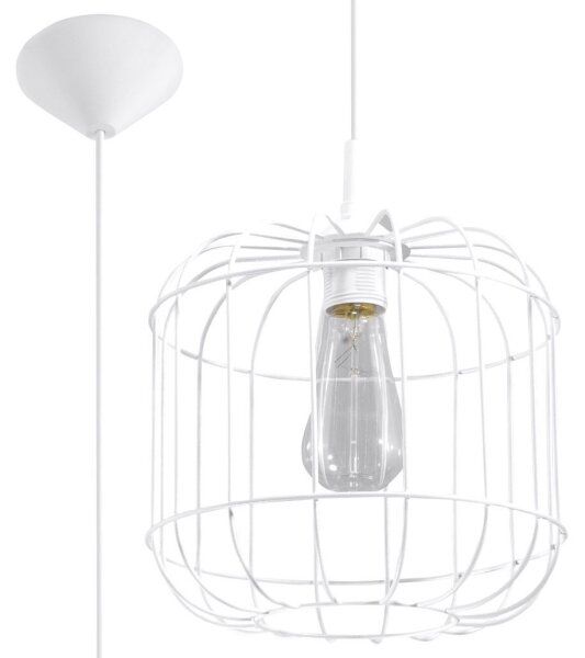 Suspension Blanc Métal Fil Ø 23 cm Rétro E27