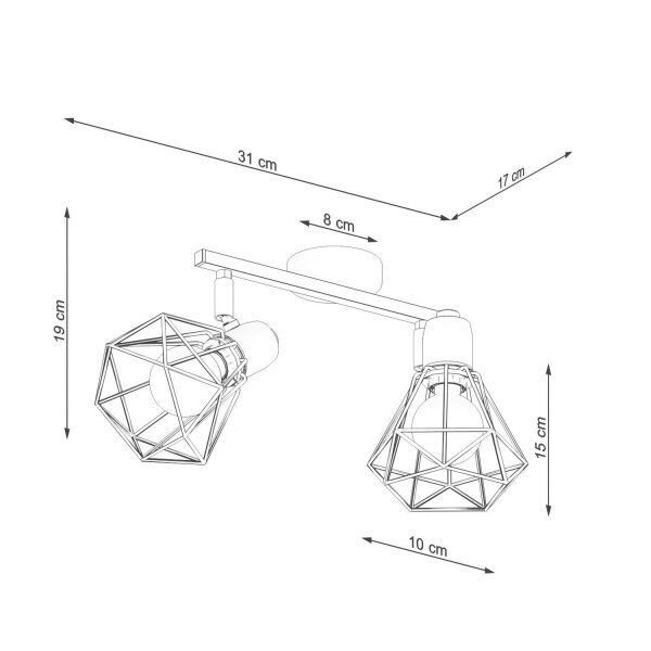 Spot de plafond blanc 31 cm de long réglable E27 métal