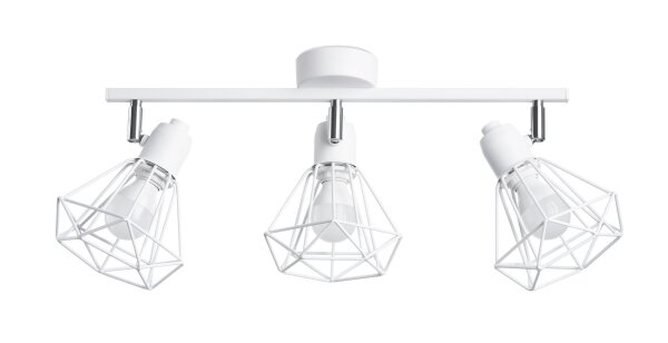 Spot de plafond 3 flammes E27 blanc 52 cm rétro orientable