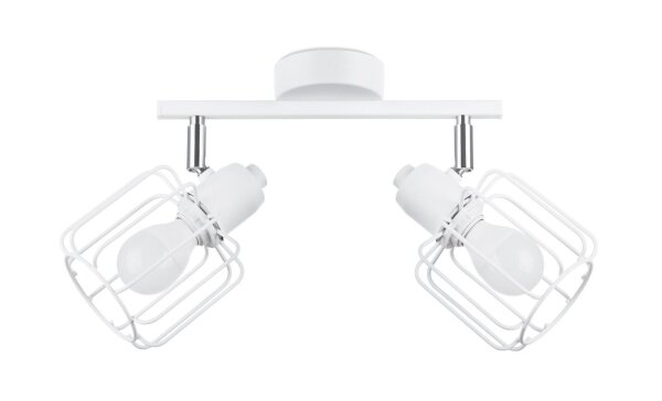 Plafonnier blanc métal 2 flammes L : 27 cm Rétro