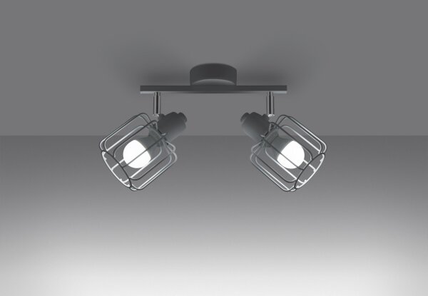 Plafonnier blanc métal 2 flammes L : 27 cm Rétro